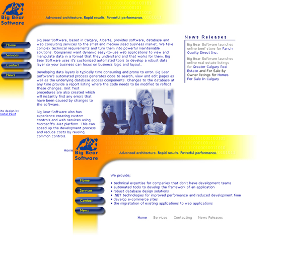 Web site design for Big Bear Software