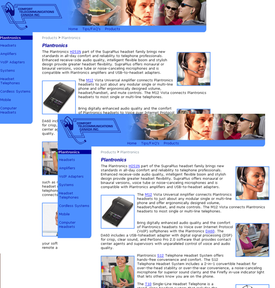 Comfort Canada web site